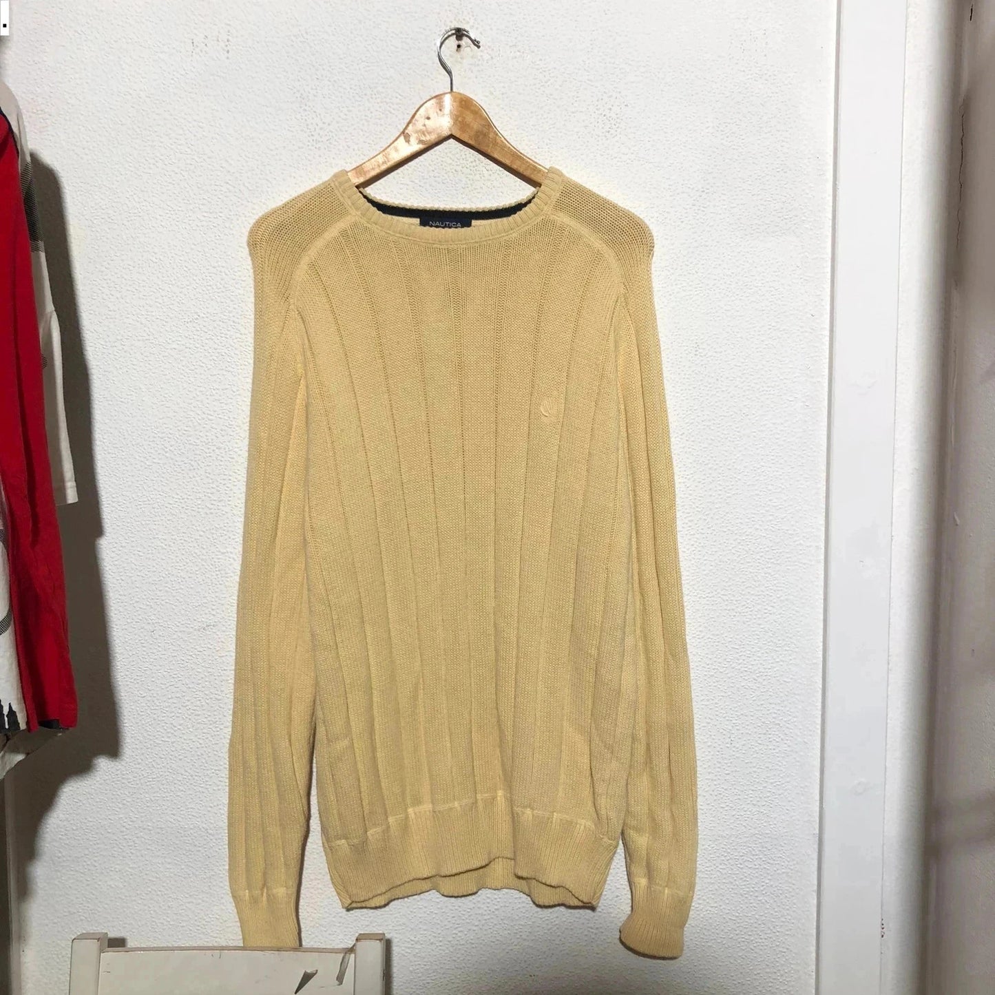 Vintage Yellow Nautica Knitted Jumper Heavyweight - Large