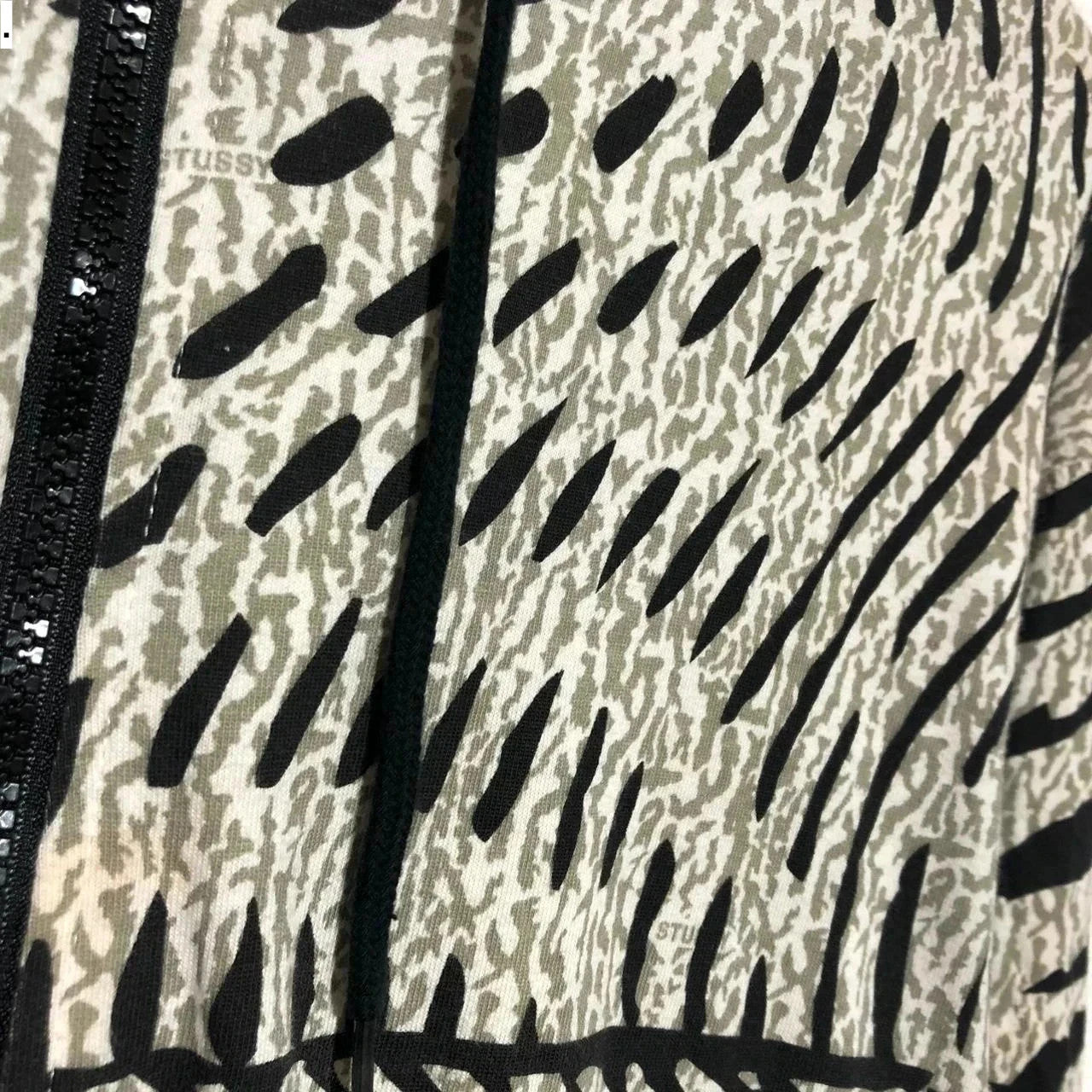 Vintage Leopard Print Stussy Lightweight Hoodie - Large