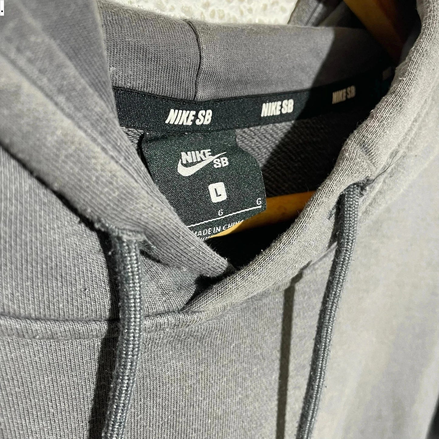 Grey Nike Sb Hoodie Print Logo - Large