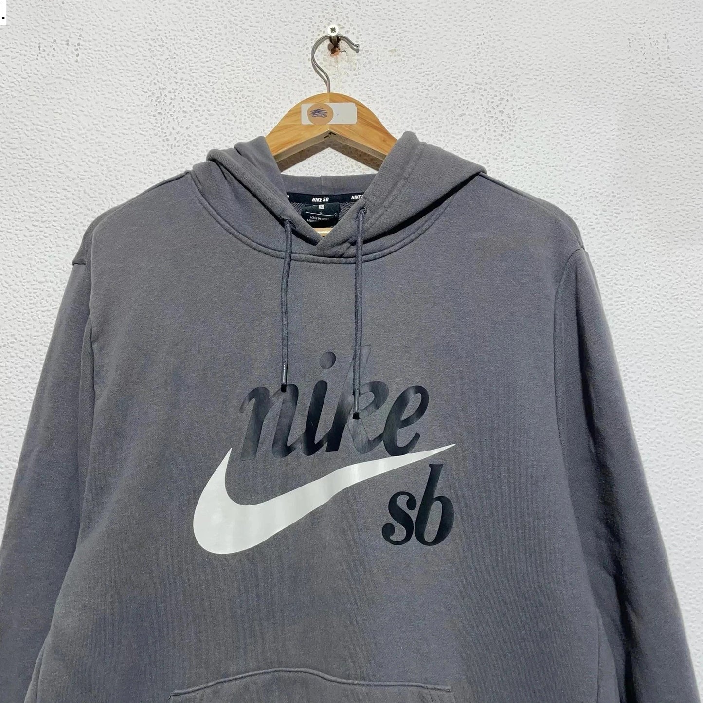 Grey Nike Sb Hoodie Print Logo - Large