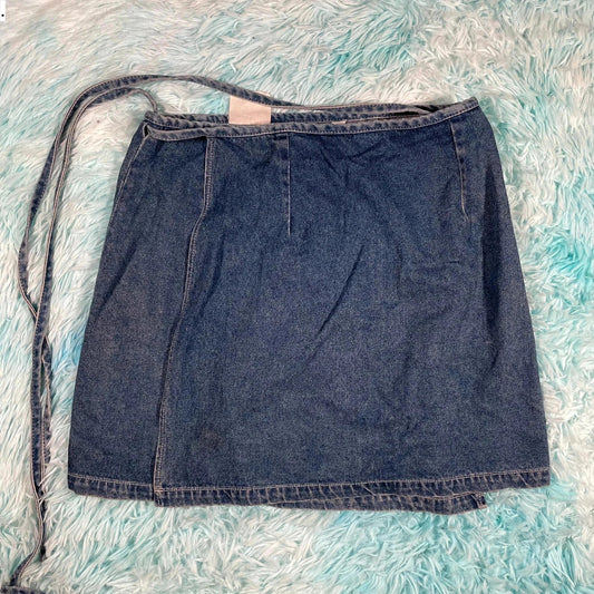 Vintage 90s Denim Wrap Skirt Mini