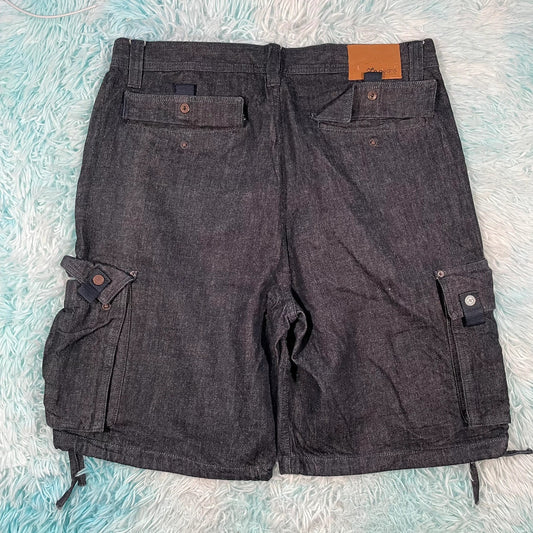 Vintage 00s Navy Cargo Jean Shorts Jorts - 38W