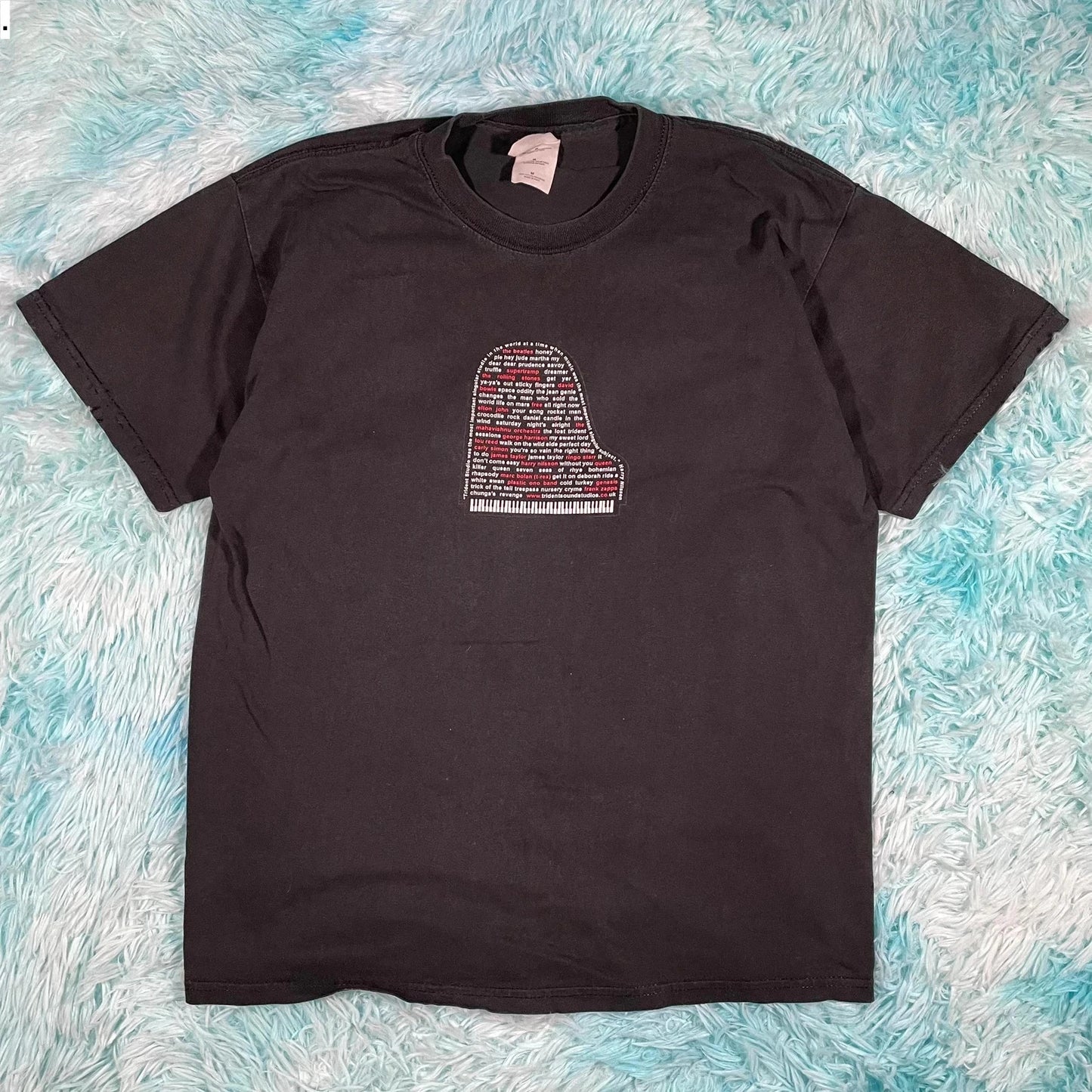 Vintage 00s Black Trident Sound Studios Music Graphic T Shirt - Medium