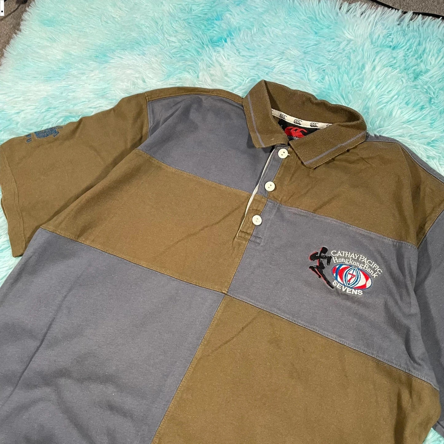 Vintage 90s Cathy Pacific Hong Kong 7s Rugby Polo Shirt Canterbury - Medium