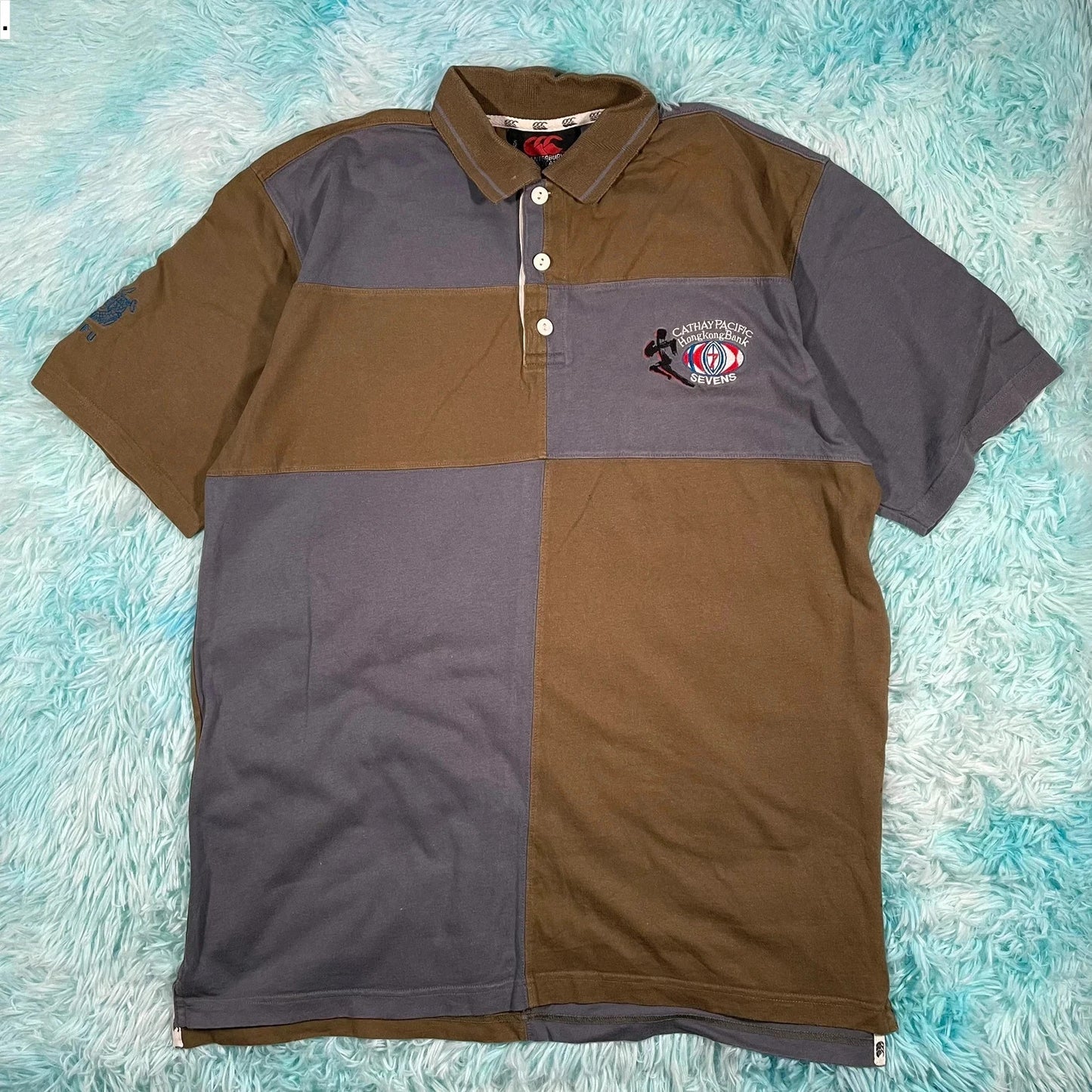 Vintage 90s Cathy Pacific Hong Kong 7s Rugby Polo Shirt Canterbury - Medium