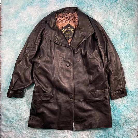 Vintage 90s Black Leather Jacket - Medium
