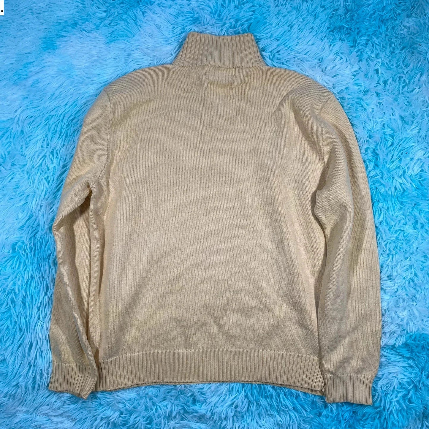 Vintage Yellow Polo Ralph Lauren 1/4 Zip Knitted Jumper - Large