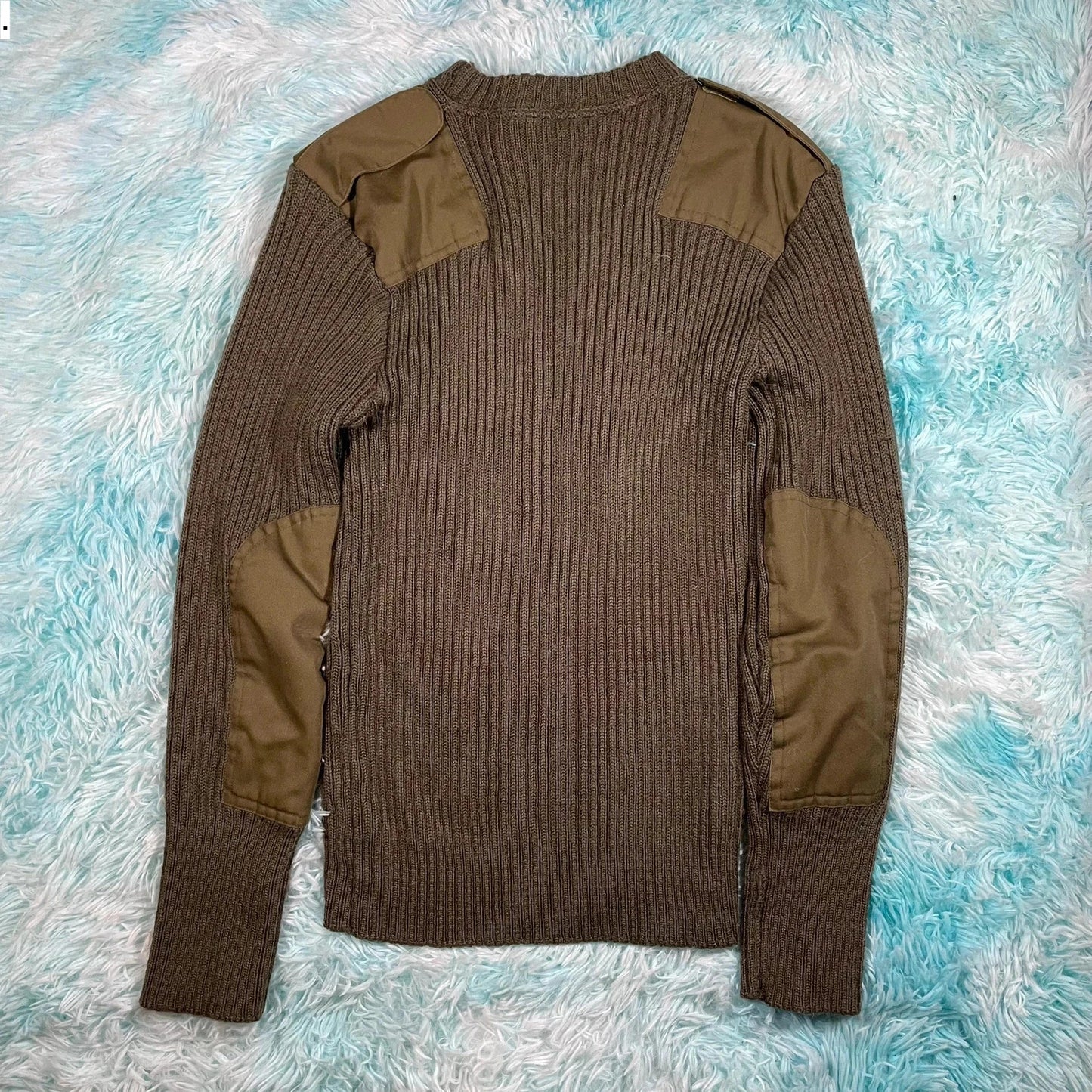 Vintage Khaki Military Army Knitted Jumper - Small