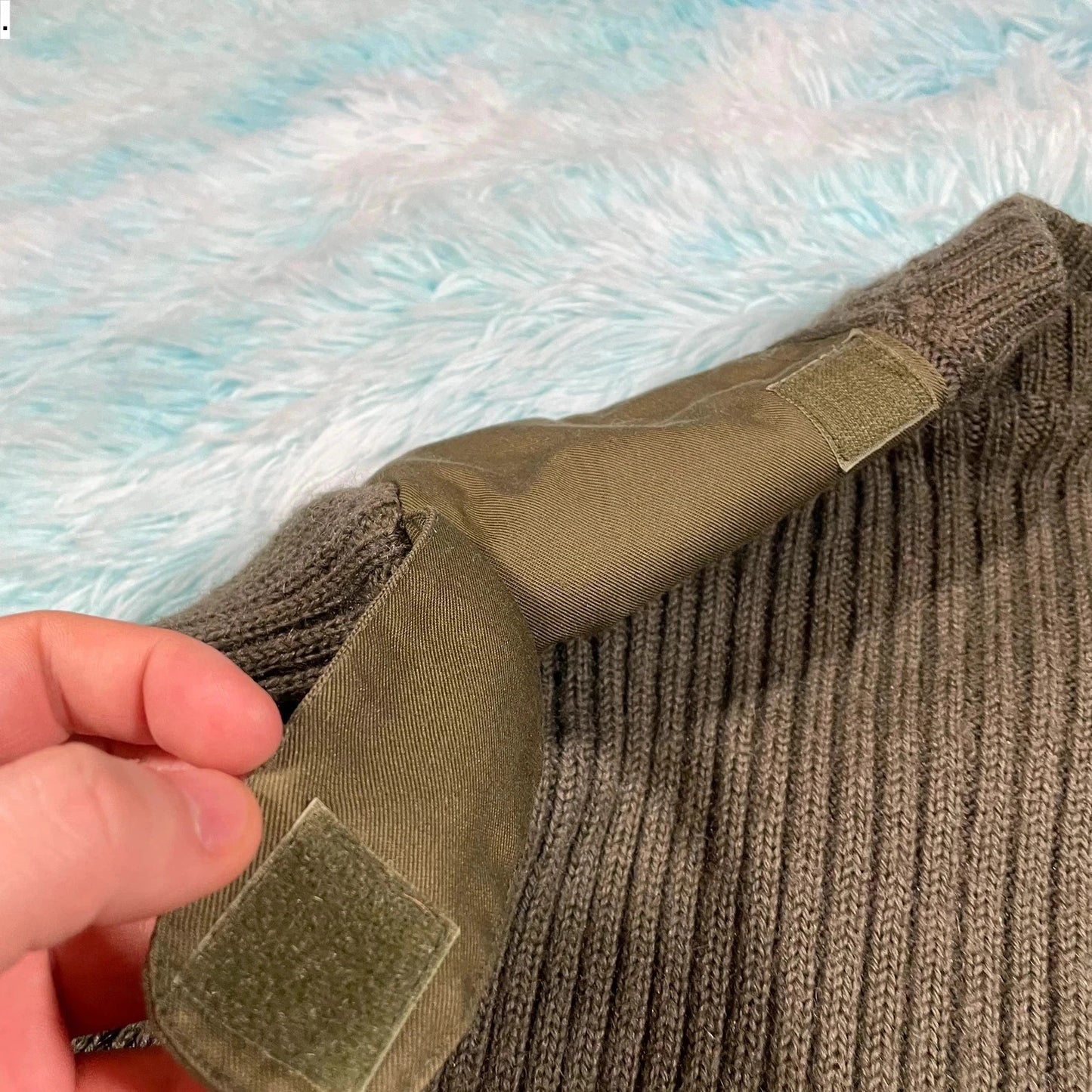 Vintage Khaki Military Army Knitted Jumper - Small