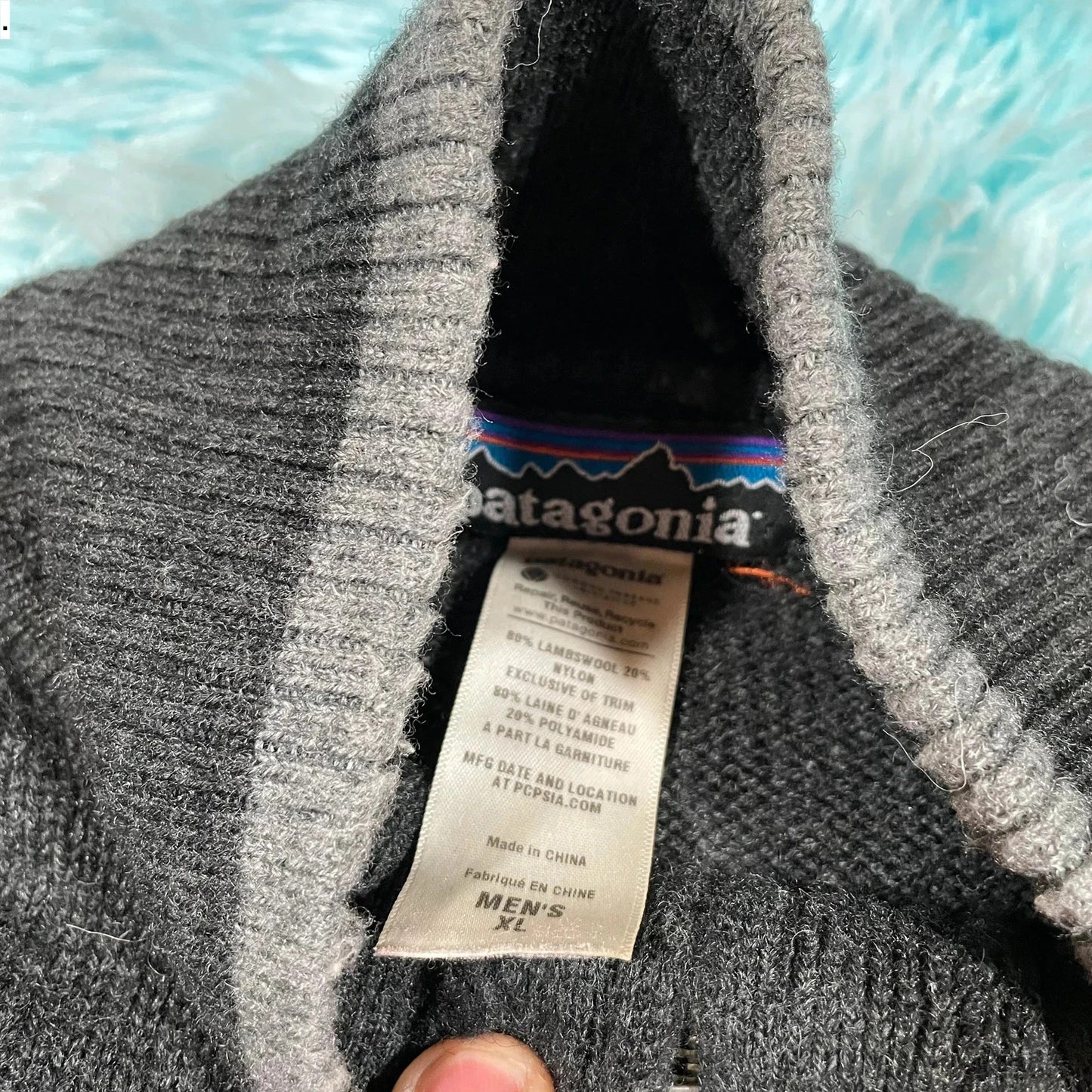 Dark Grey Patagonia Knitted Jumper Full Zip - XL
