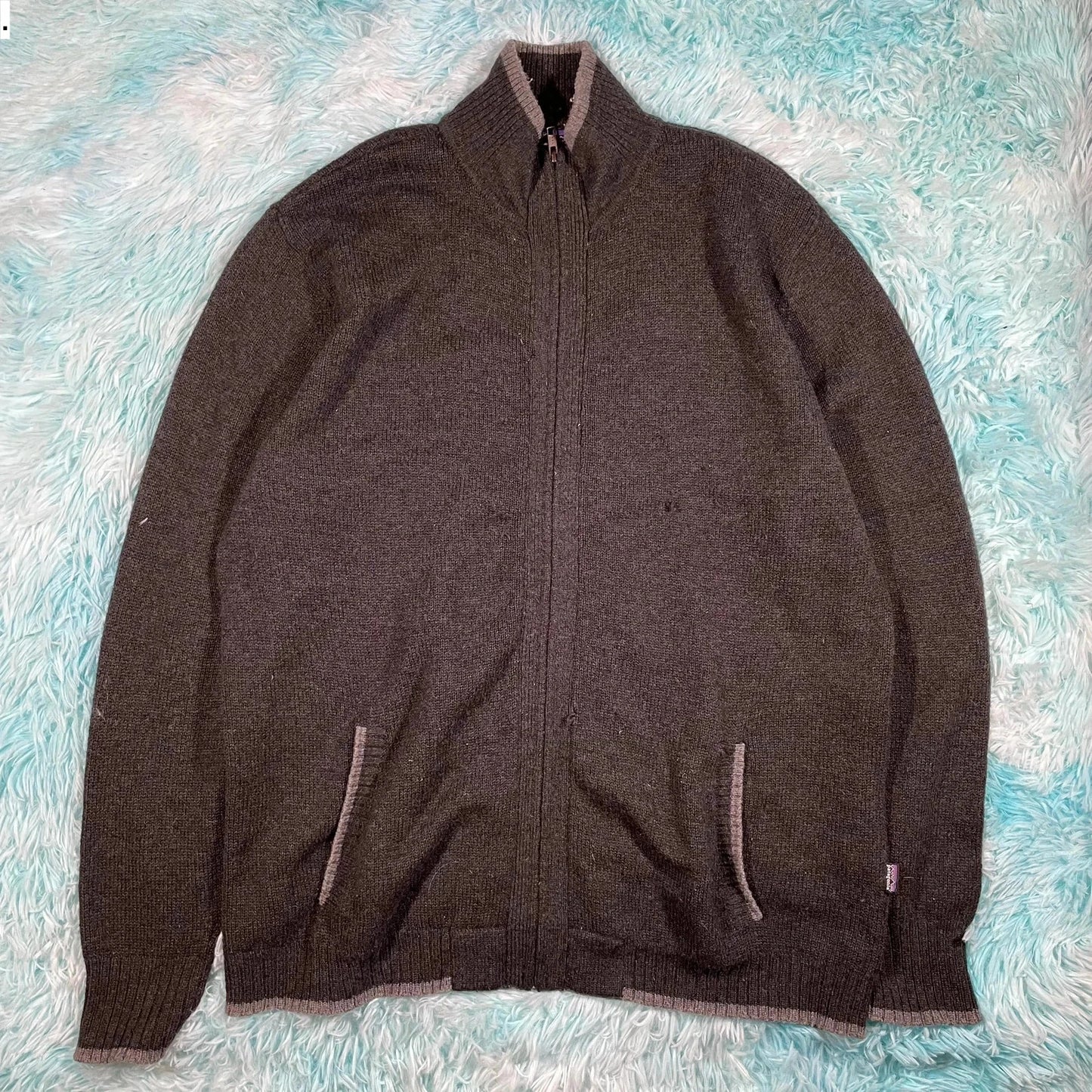 Dark Grey Patagonia Knitted Jumper Full Zip - XL