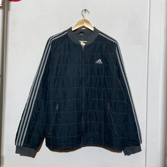 Vintage 00s Black Adidas Quilted Jacket - XL
