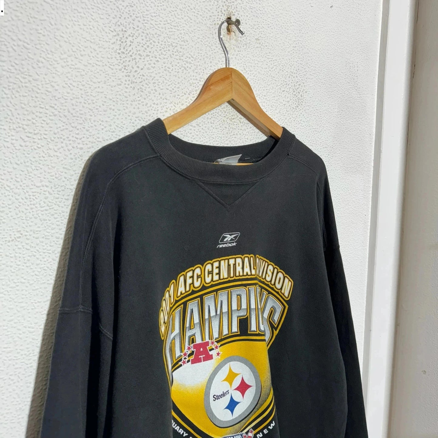 Vintage 90s Black Reebok Pittsburgh Steelers Sweatshirt Reebok - XXL