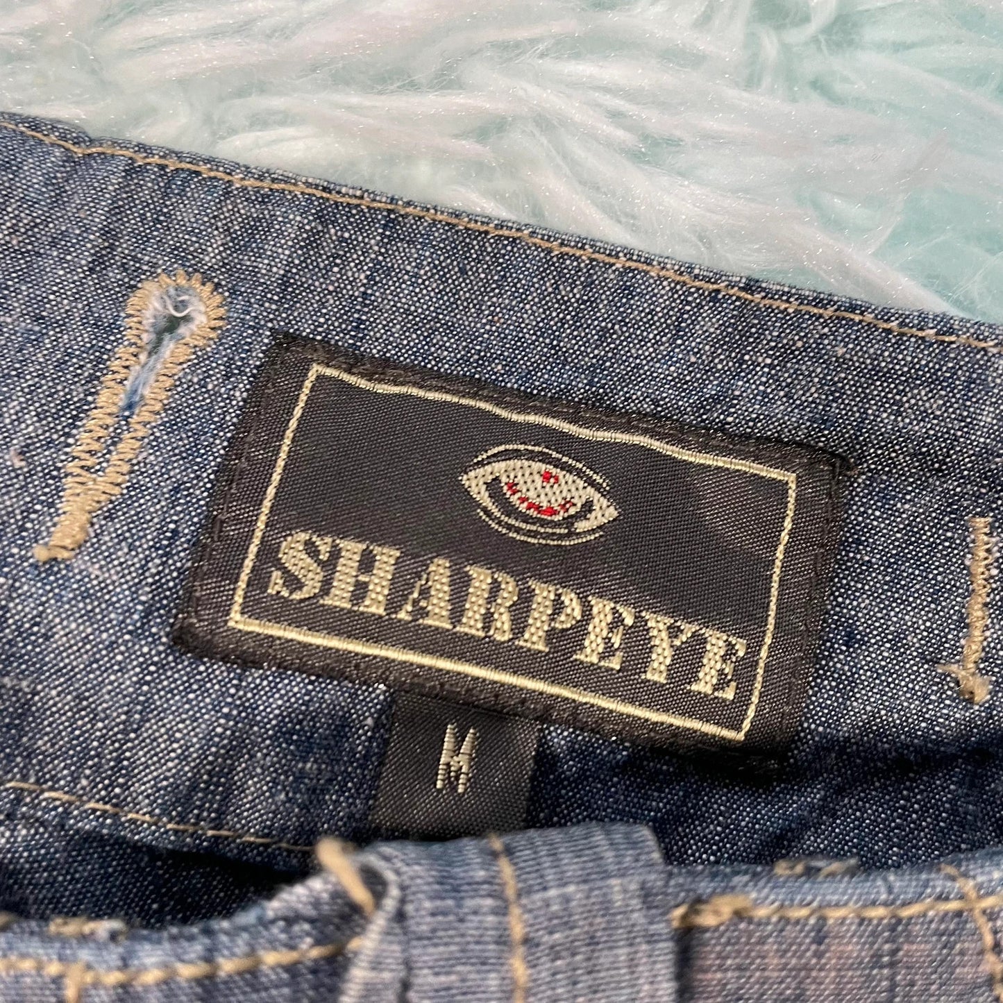 Vintage 00s Blue Baggy Jean Shorts Denim Jorts Sharpeye - 34W