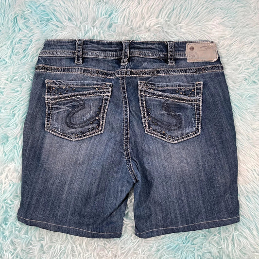 Vintage Y2K Silver Jean Shorts Hot Pants Jorts - Size 12