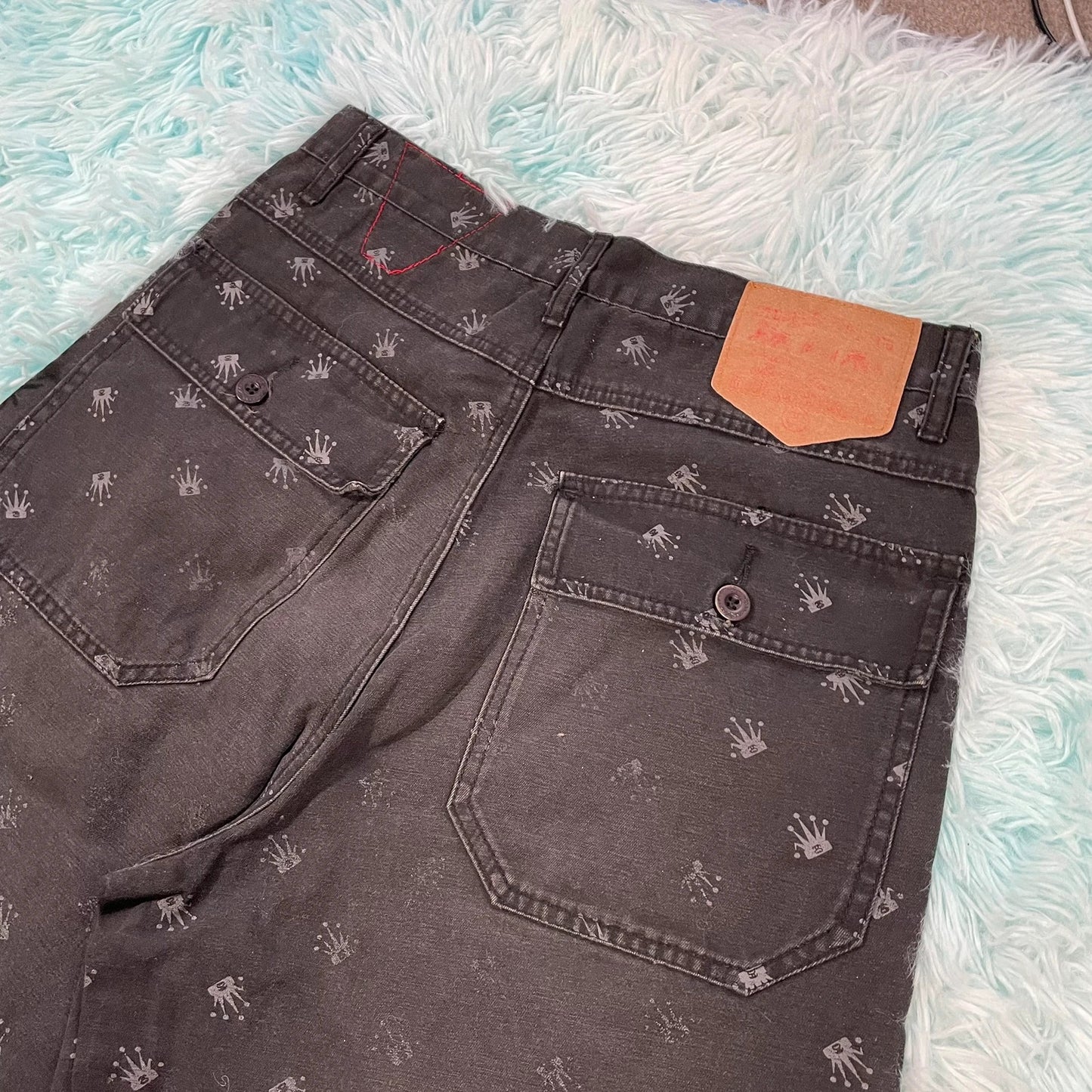 Black Stussy Shorts Crown Print - 30W