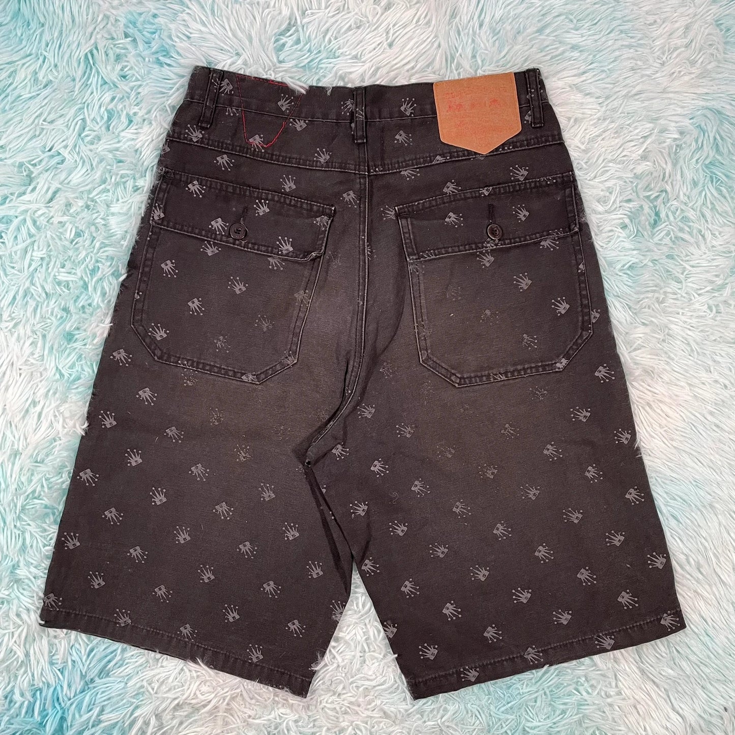 Black Stussy Shorts Crown Print - 30W