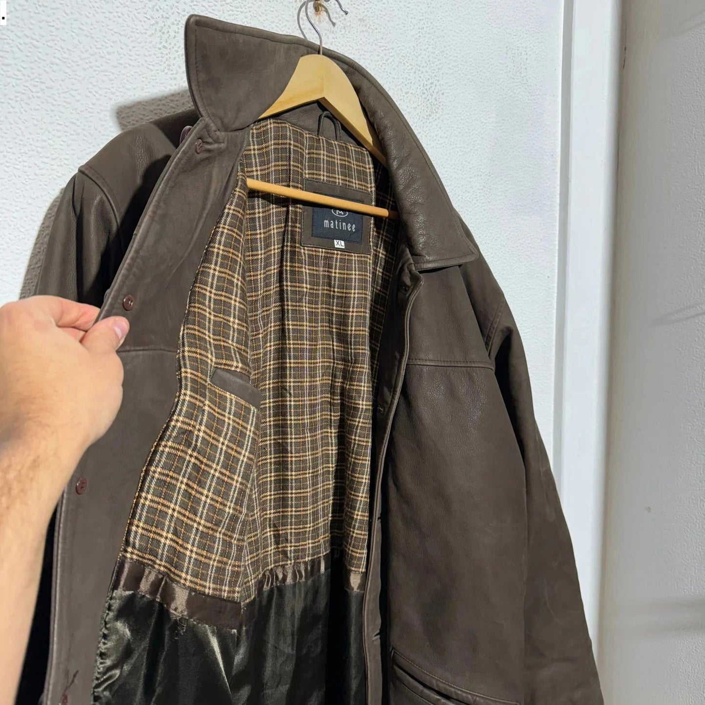 Vintage 90s Brown Heavyweight Leather Jacket - XL