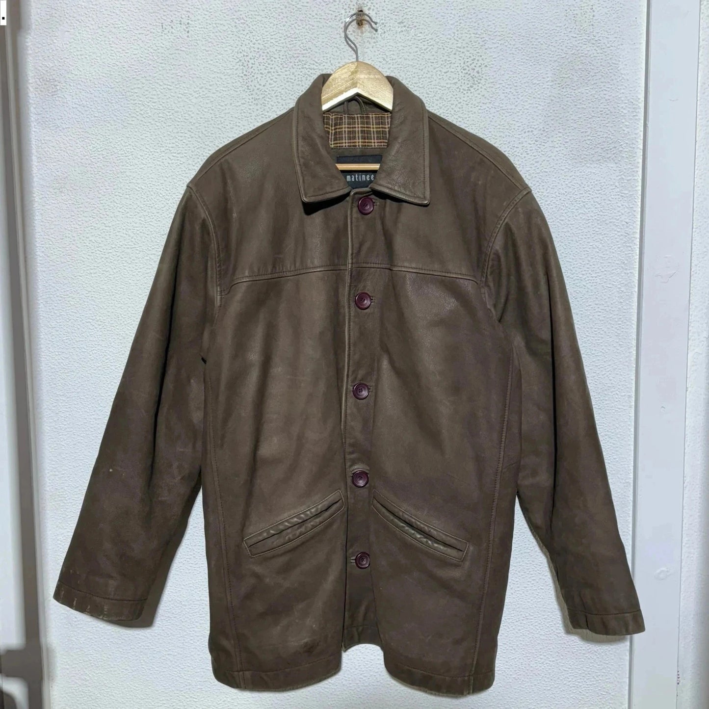 Vintage 90s Brown Heavyweight Leather Jacket - XL