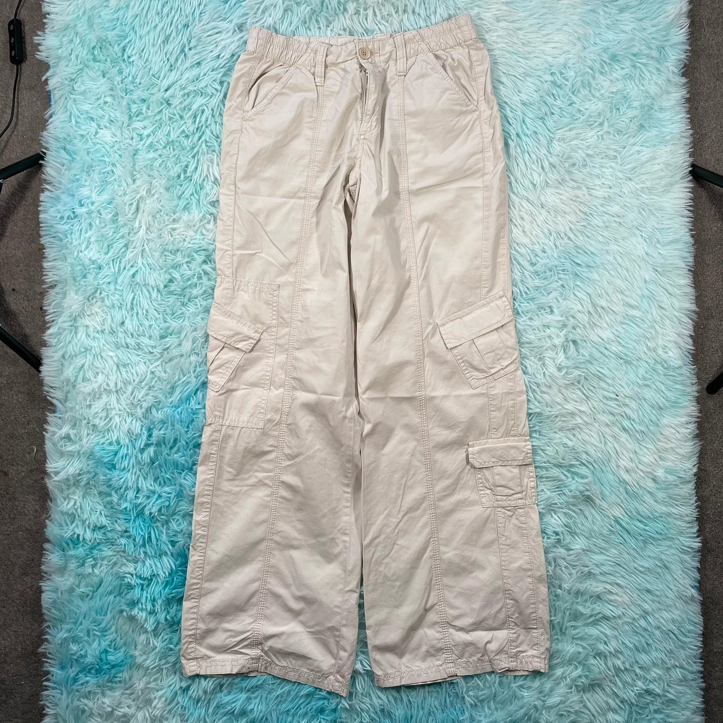 Cream BDG Urban Outfitters Flared Y2K cargo Trousers - Small