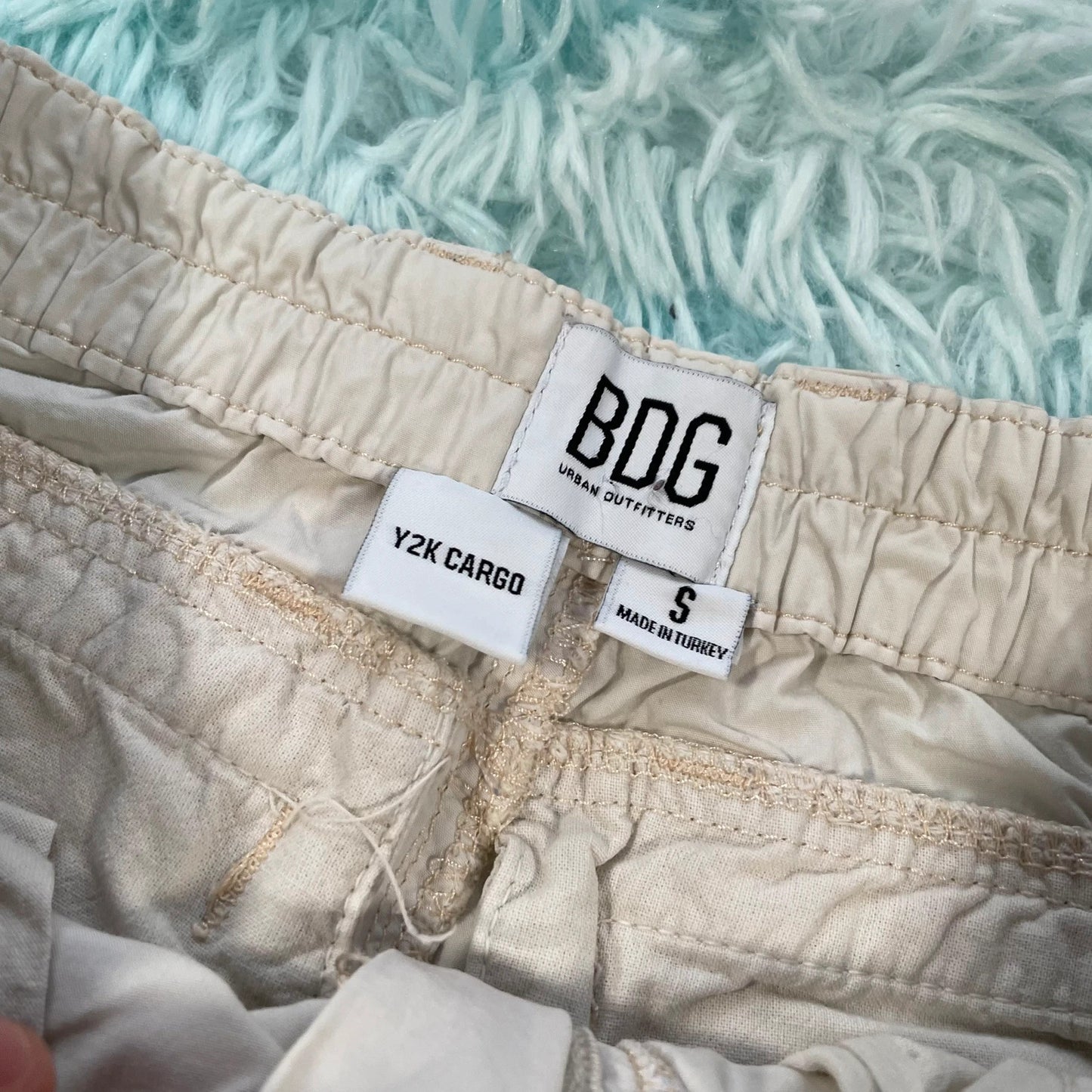 Cream BDG Urban Outfitters Flared Y2K cargo Trousers - Small
