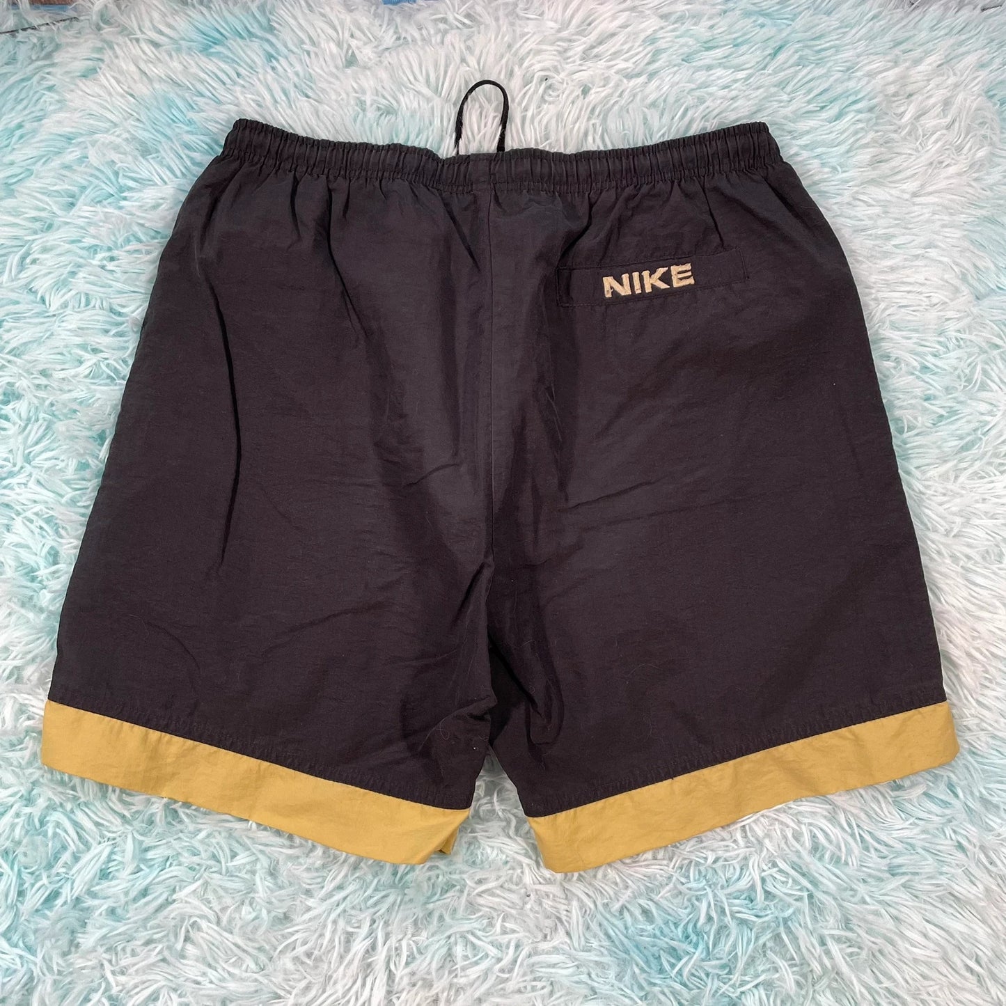 Vintage 90s Black & Yellow Nike Swim Shorts - Medium