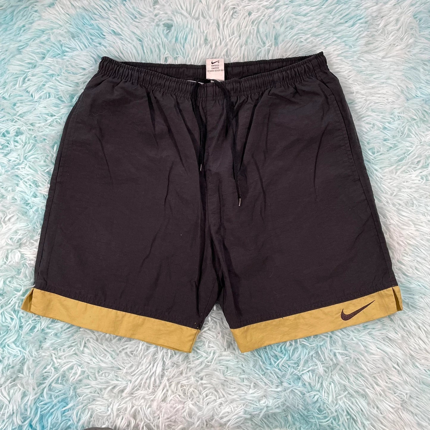 Vintage 90s Black & Yellow Nike Swim Shorts - Medium