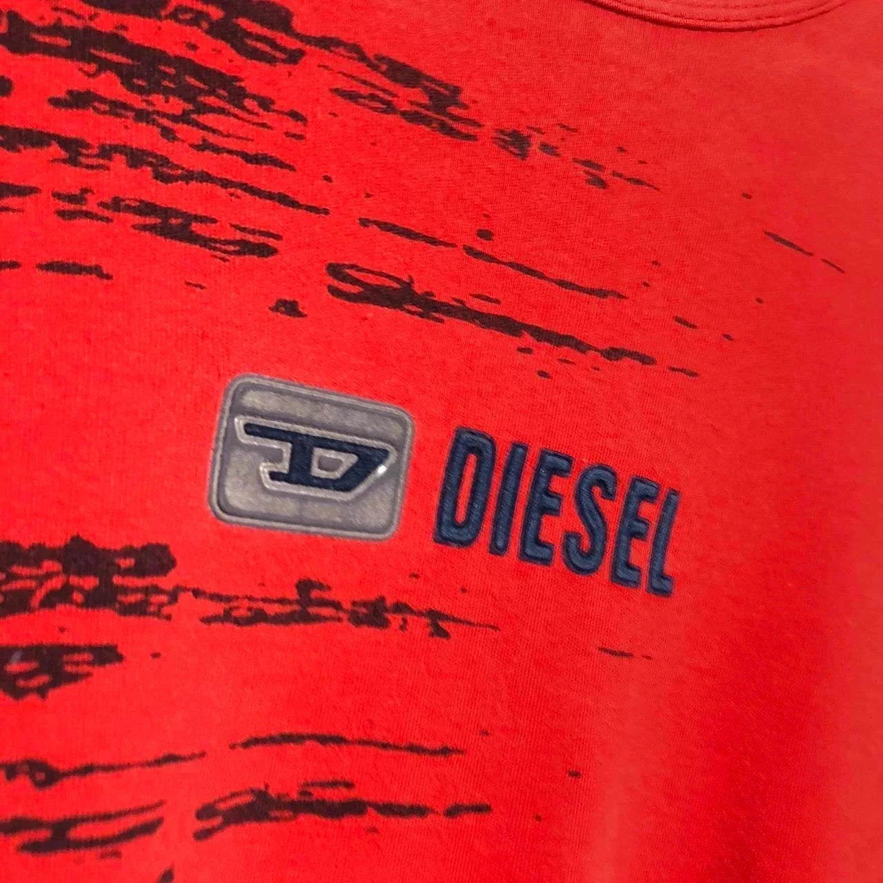 Vintage 90s Red Patterned Diesel T Shirt - Large
