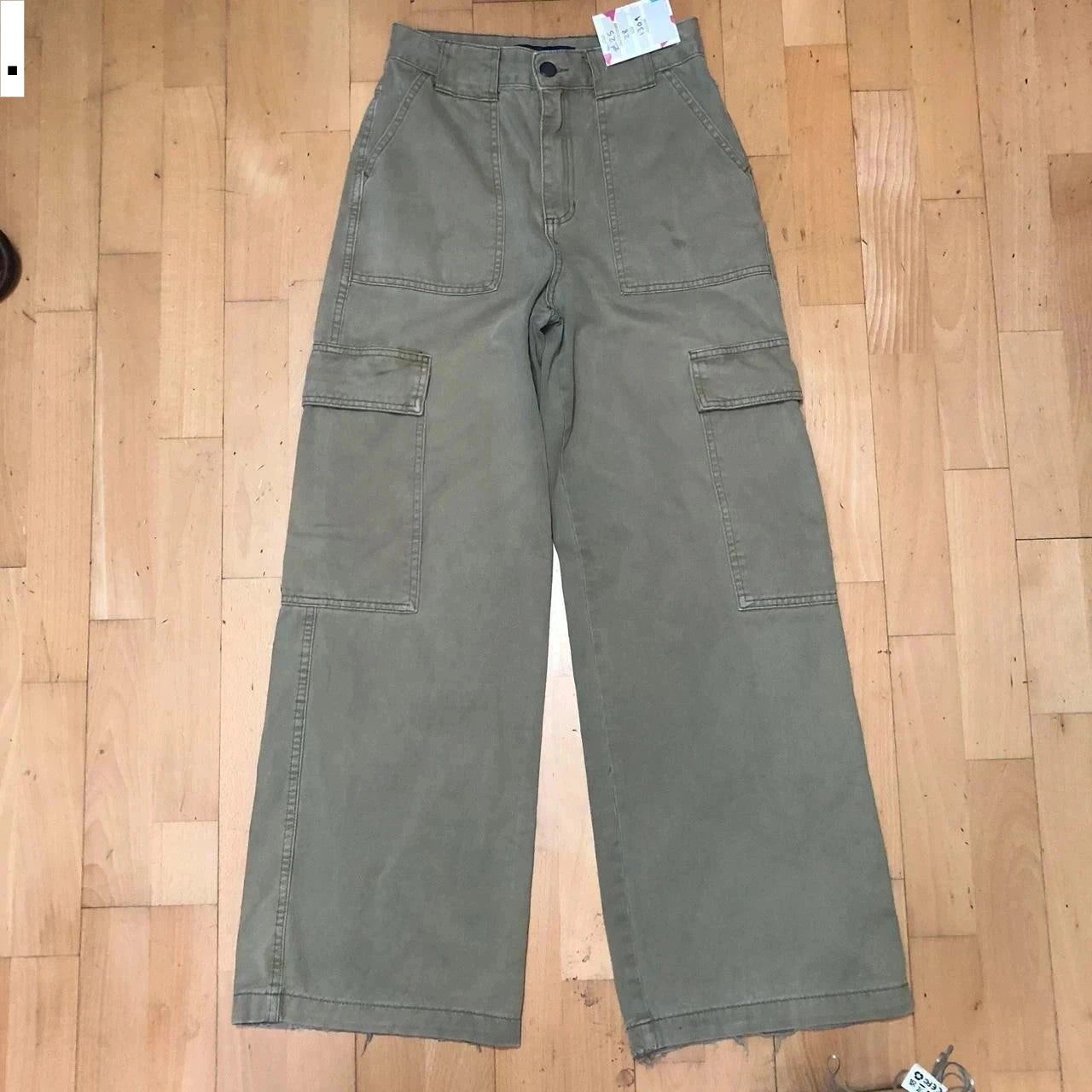 Vintage 00s Beige Flared Skate Cargo Trousers - 28W 30L