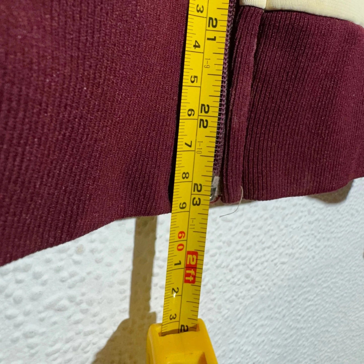 Vintage 70s Cream & Burgundy Track Jacket CSport - Small
