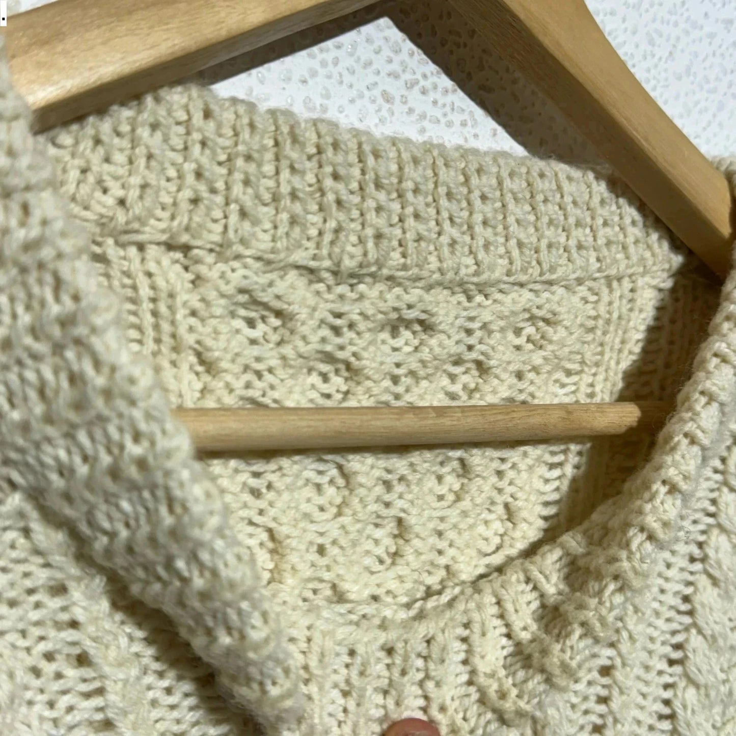 Vintage Cream Arran Knit Jumper Cable - Large