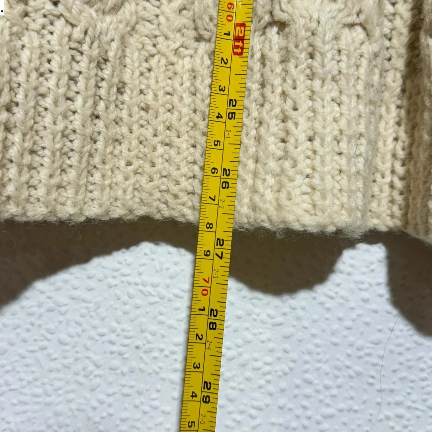 Vintage Cream Arran Knit Jumper Cable - Large
