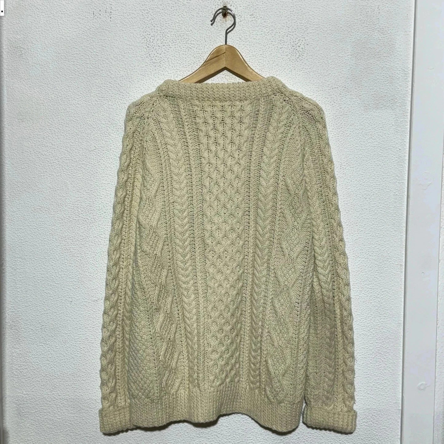 Vintage Cream Arran Knit Jumper Cable - Large