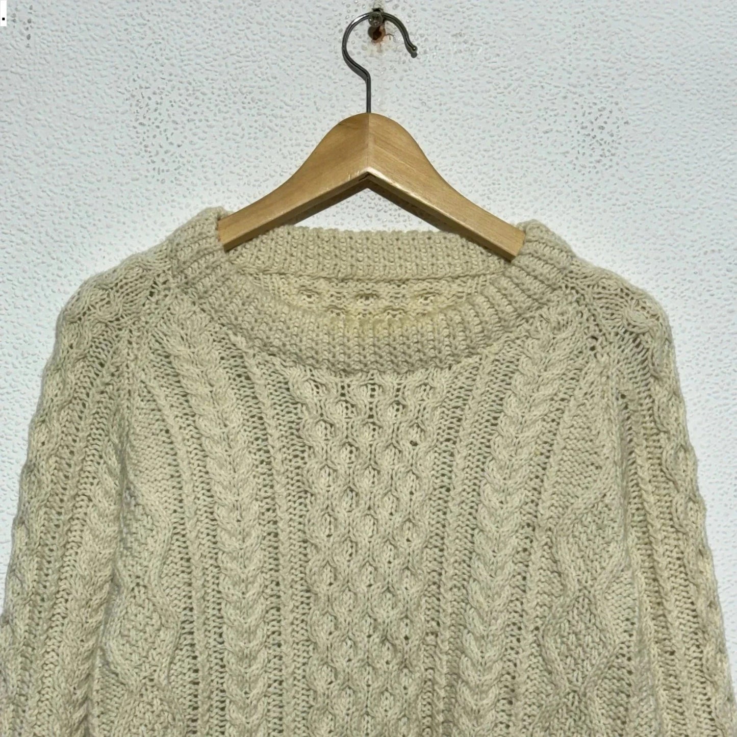 Vintage Cream Arran Knit Jumper Cable - Large