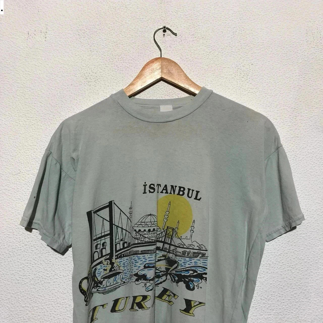 Vintage 80s Mint Green Istanbul Turkey Tourist T Shirt - XS