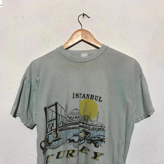 Vintage 80s Mint Green Istanbul Turkey Tourist T Shirt - XS