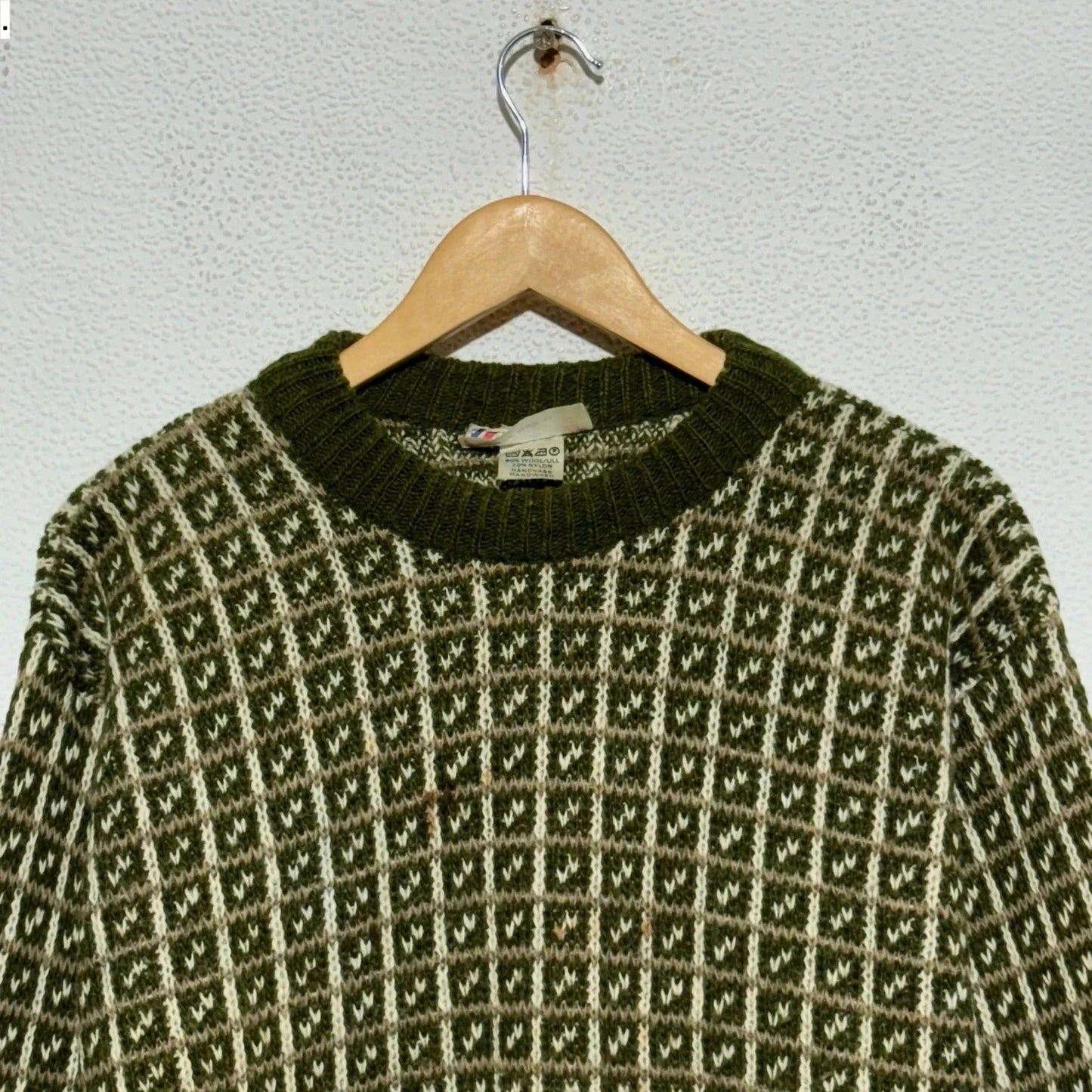 Vintage 90s Green Fana Knit Norway Nordic Jumper - Small