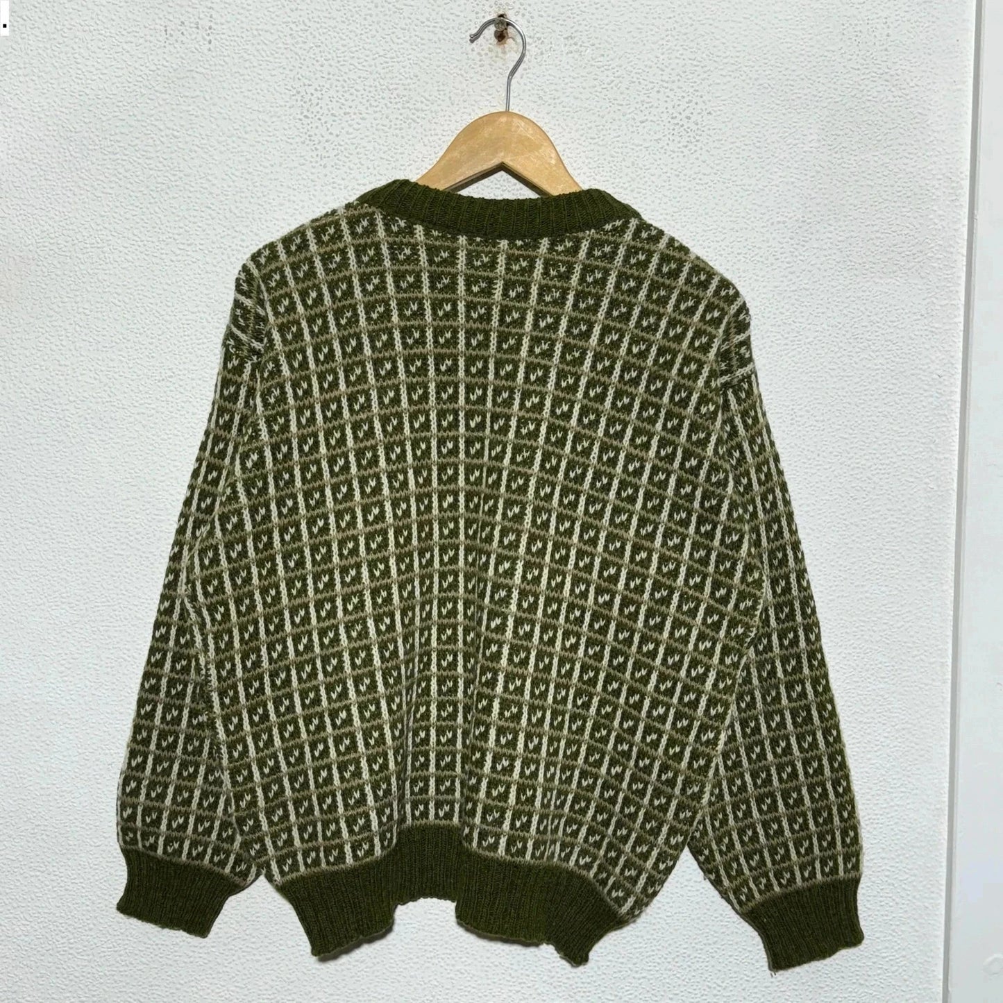 Vintage 90s Green Fana Knit Norway Nordic Jumper - Small