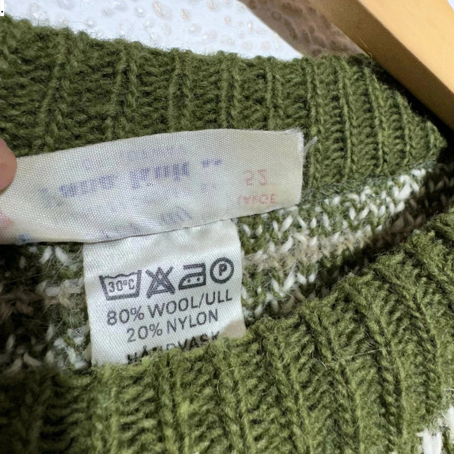 Vintage 90s Green Fana Knit Norway Nordic Jumper - Small