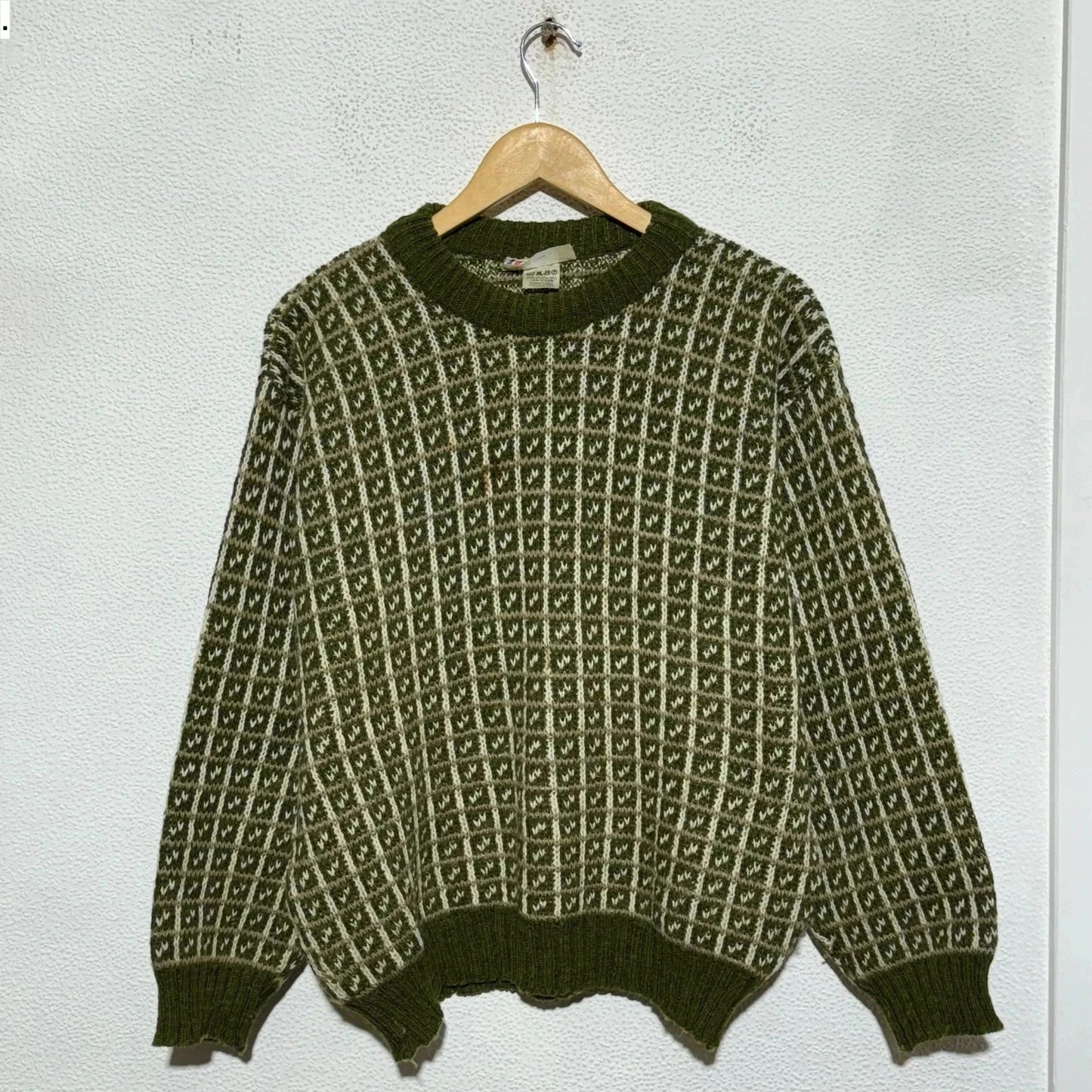 Vintage 90s Green Fana Knit Norway Nordic Jumper - Small