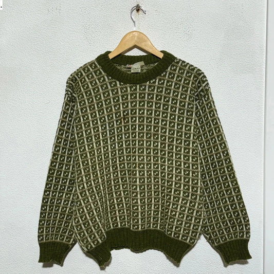 Vintage 90s Green Fana Knit Norway Nordic Jumper - Small
