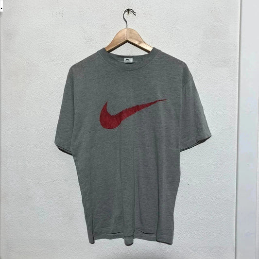 Grey Nike T Shirt Vintage 90s Graphic Swoosh - Large