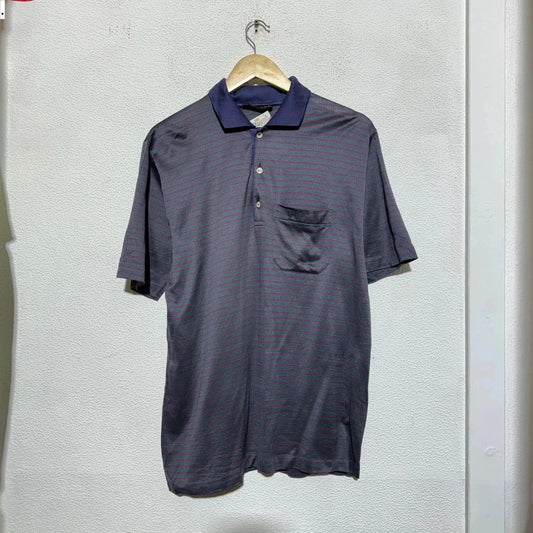 Vintage 80s Patterned Christian Dior Polo Shirt - Medium