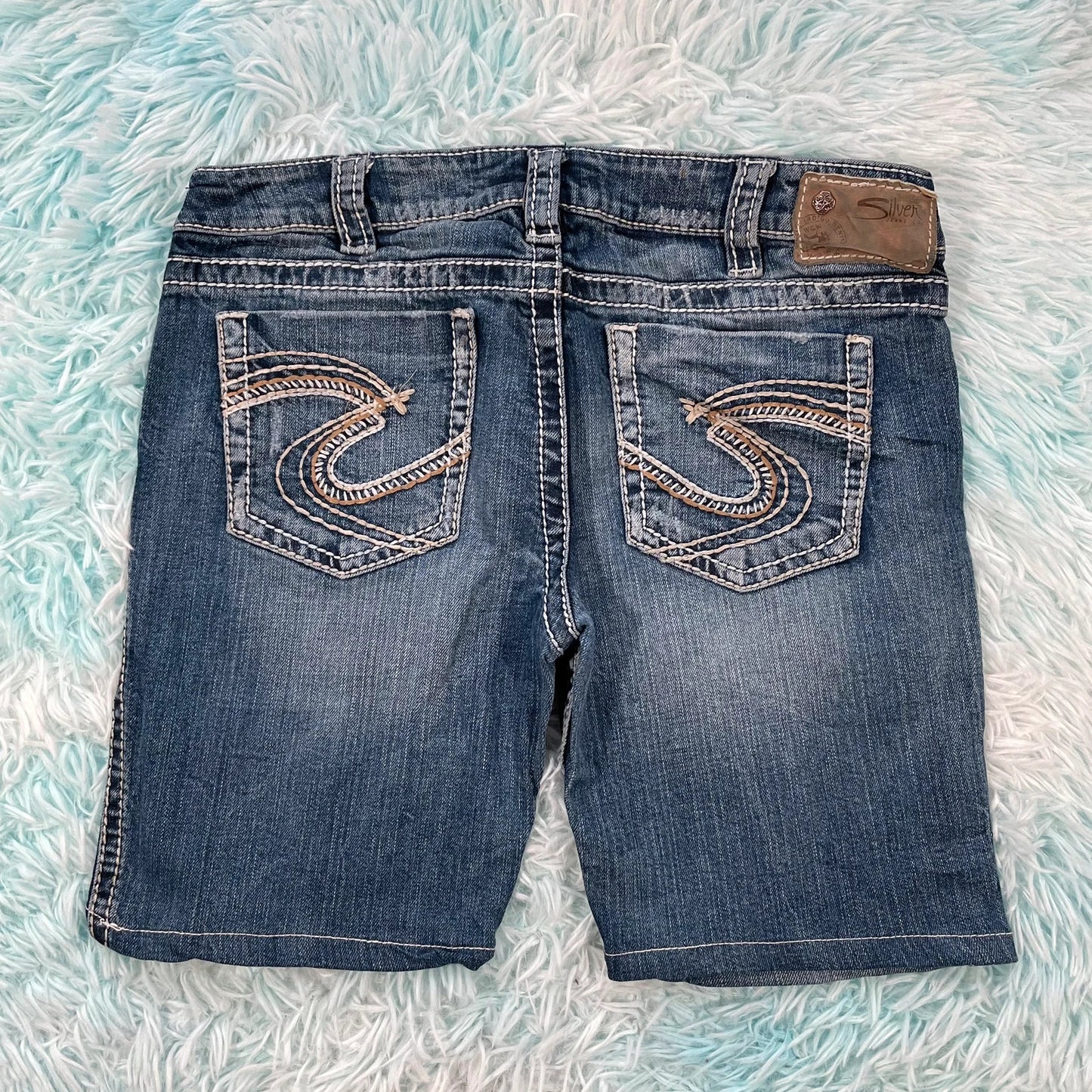 Vintage Y2K Silver Denim Jean Shorts Jorts Hot Pants - 31W