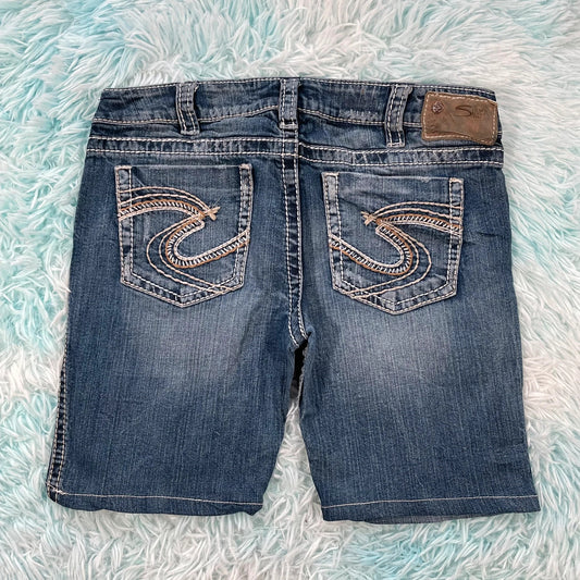 Vintage Y2K Silver Denim Jean Shorts Jorts Hot Pants - 31W