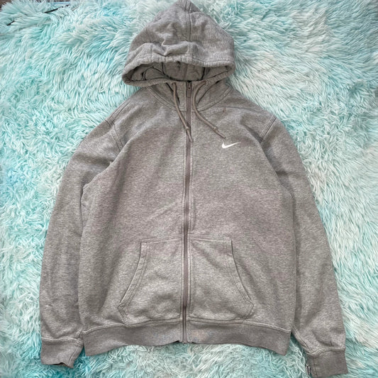 Grey Nike Full Zip Hoodie - Large