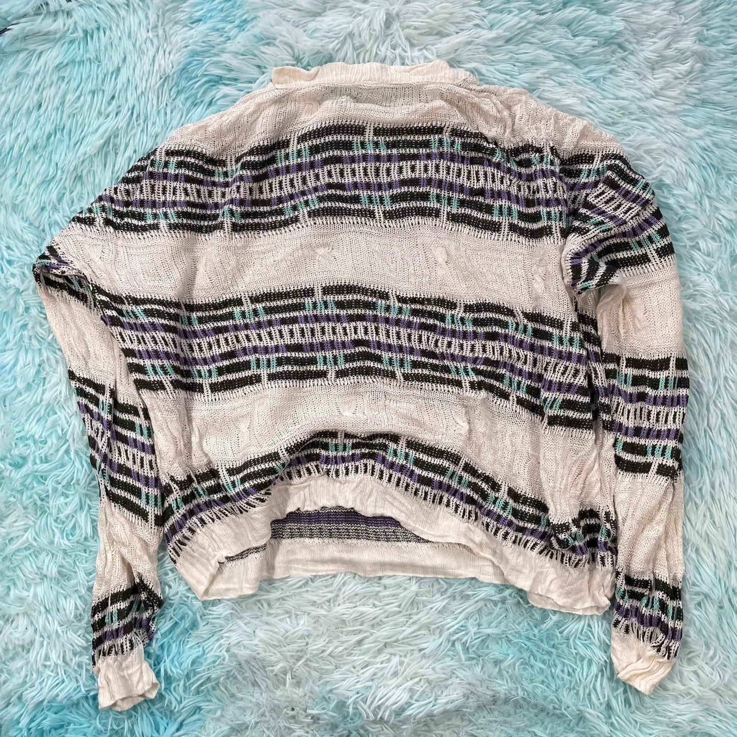 Vintage 90s Funky Patterned Knitted Jumper - Large