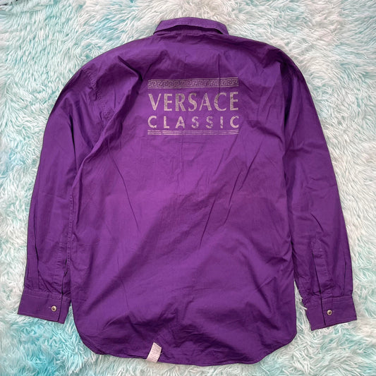 Vintage 90s Purple Versace Shirt Print - XL