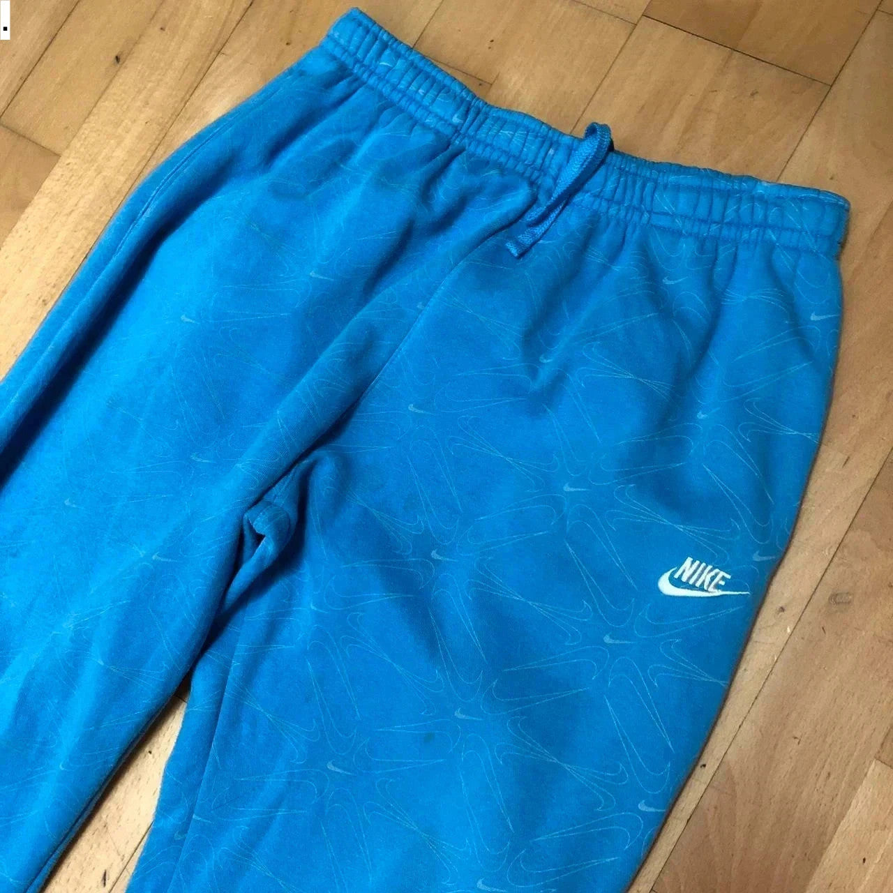 Blue Nike Joggers Jogging Bottoms Swoosh Print - XL