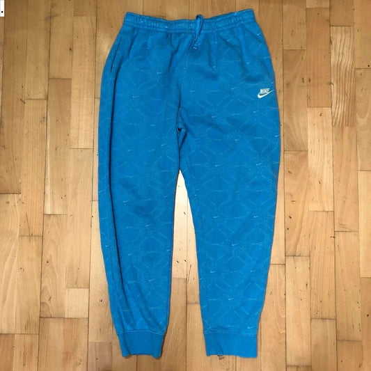 Blue Nike Joggers Jogging Bottoms Swoosh Print - XL